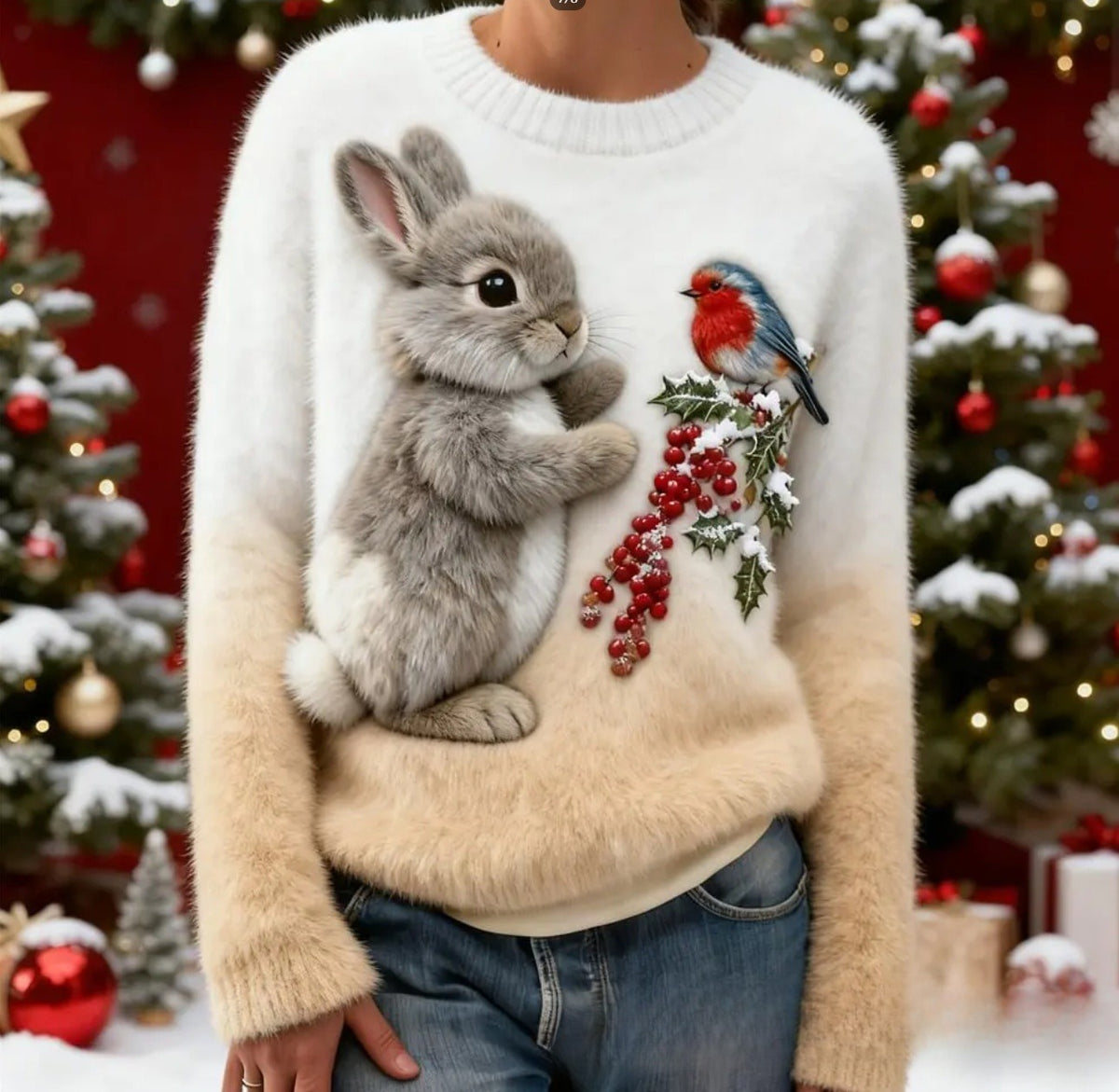 Kapuzenpullover mit Weihnachtsmuster für Damen – Bild 8 | LuxeStyle