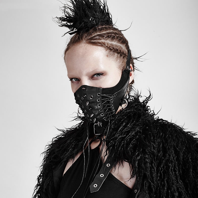Rock Field CS Spike Unisex Punk Rope Leder Maske