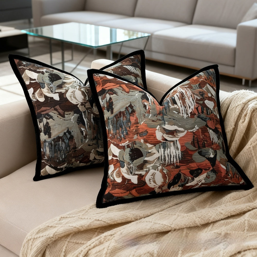 Retro Kissenbezug mit botanischem Jacquard-Muster – Ansicht 7