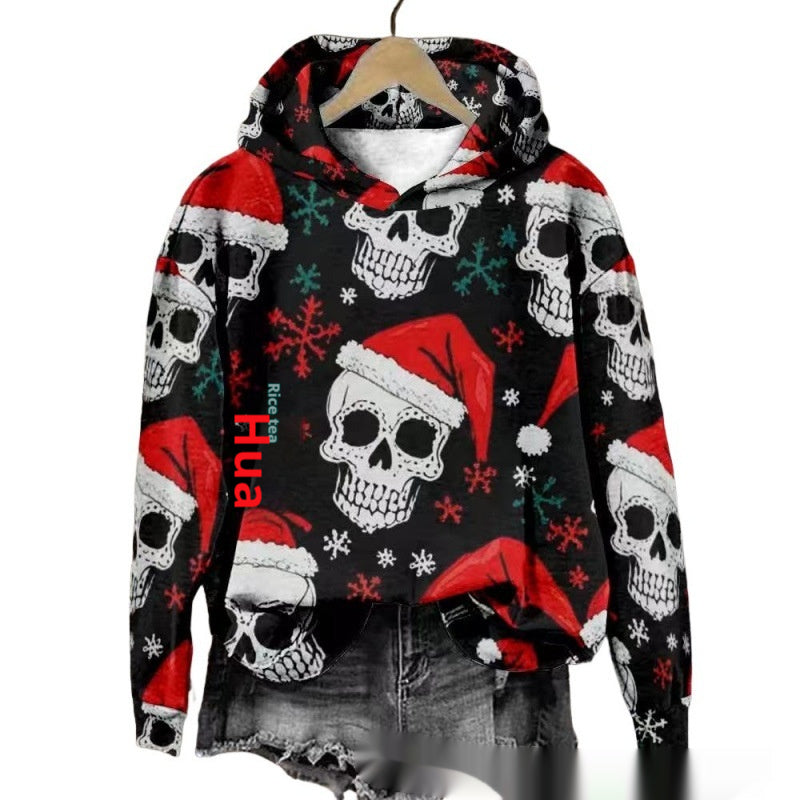 Halloween Kapuzenpullover mit Totenkopf-Print