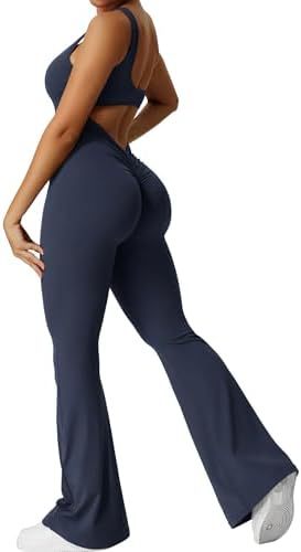 Ärmelloser flared Jumpsuit für Yoga & Fitness