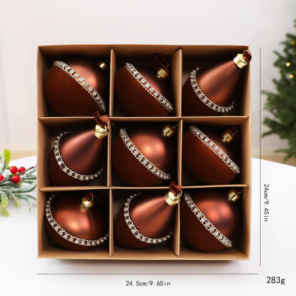 Weihnachtskugeln beflockt – 9 Stück – Bild 8 | LuxeStyle