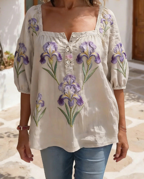 Trendiges Kurzarm-Top mit Geometrischem Muster – Bild 6 | LuxeStyle