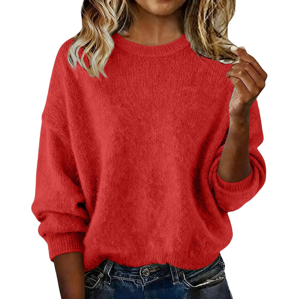Damen Pullover Rundhals Loose Fit