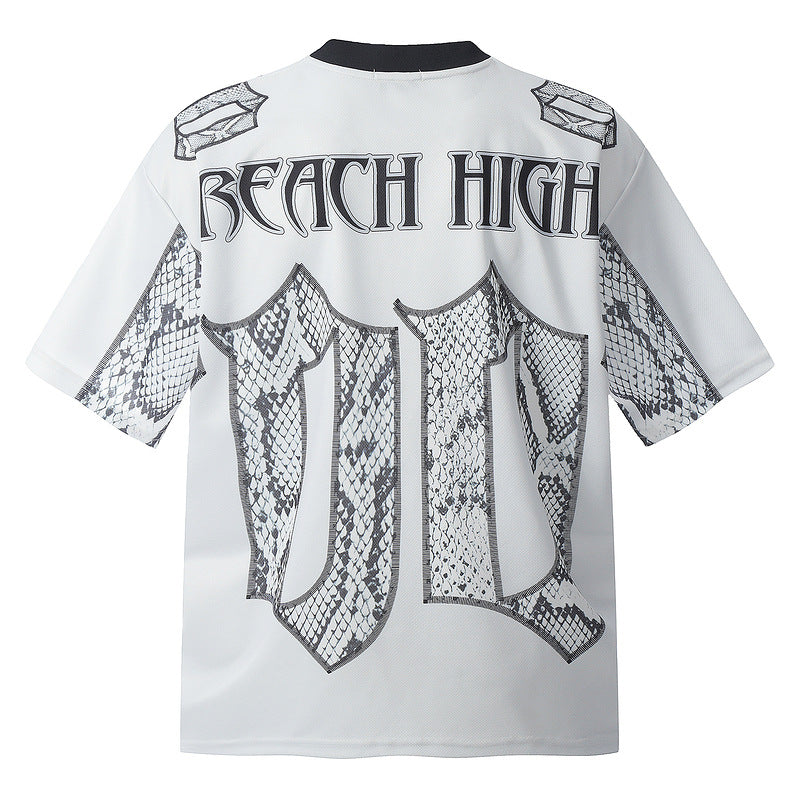 Mesh T-Shirt mit Schlangenhaut-Design