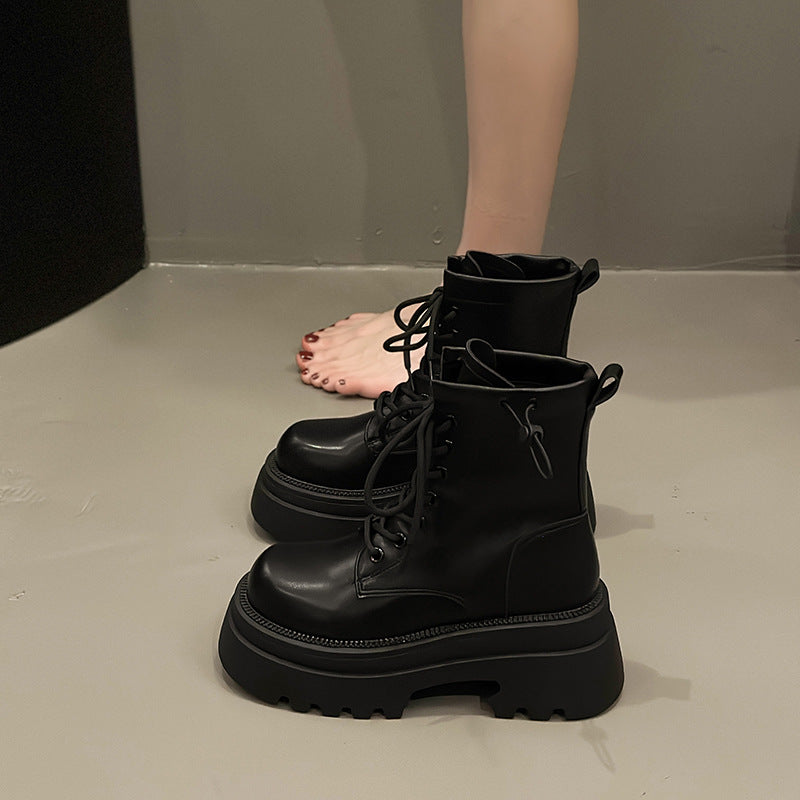 Vintage Chunky-Heel Platform Kurzstiefeletten