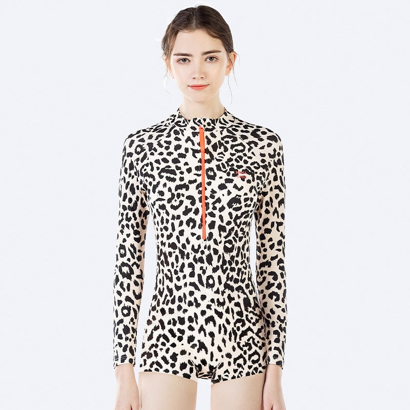 Leopard Print Langarm Bademode für Mutter & Kind
