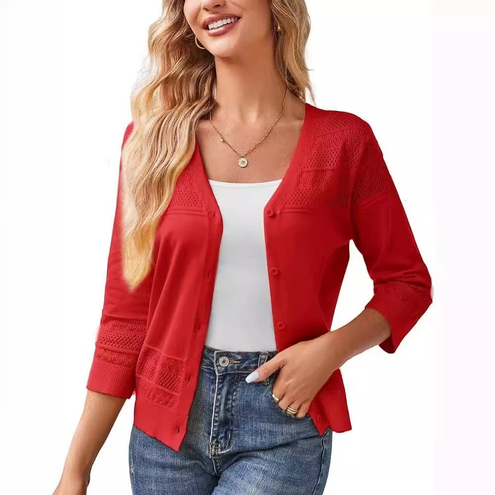 Kurzer Strick-Cardigan mit V-Ausschnitt