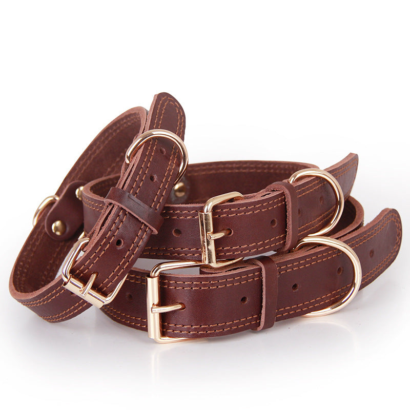 Retro Lederhalsband für mittelgrosse bis grosse Hunde | LuxeStyle
