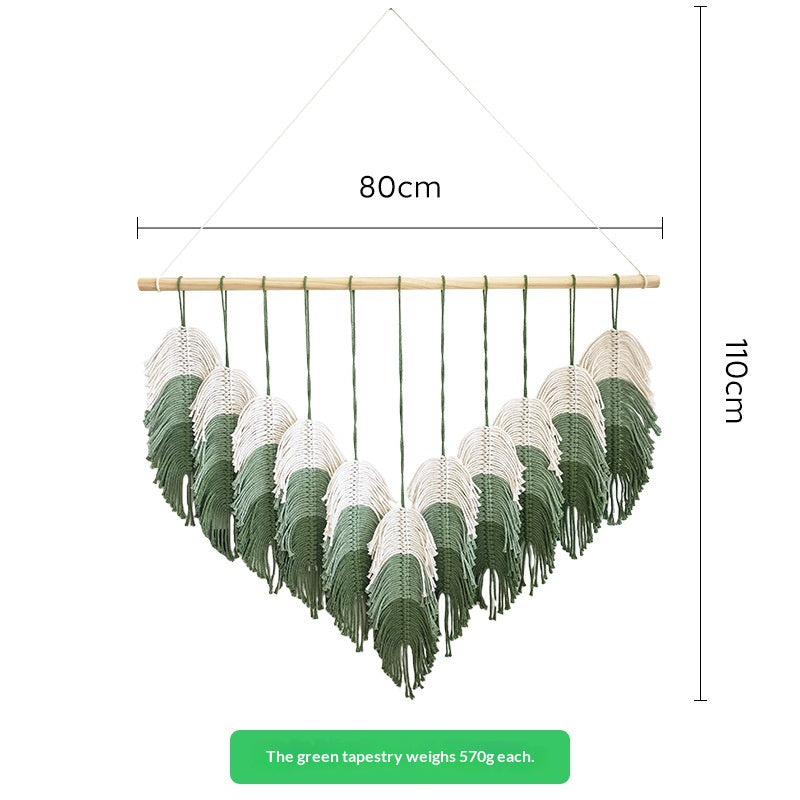Wandbehang mit Blättern, handgewoben