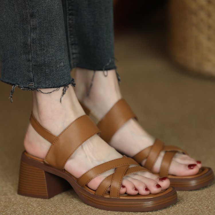 Retro Sandalen mit Blockabsatz