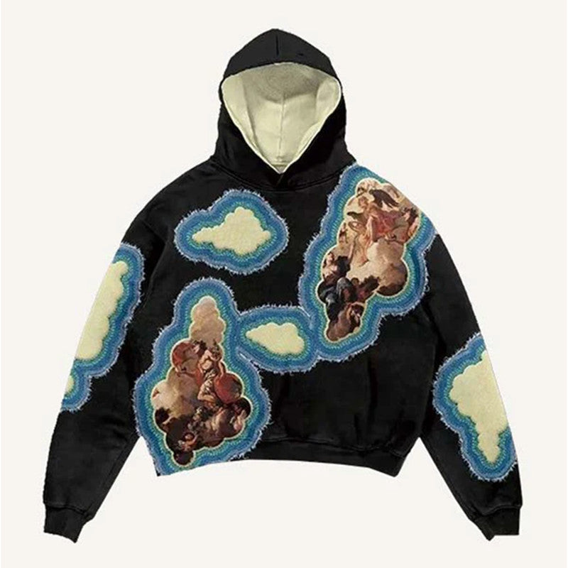 Retro-Hoodie mit Cartoon-Muster