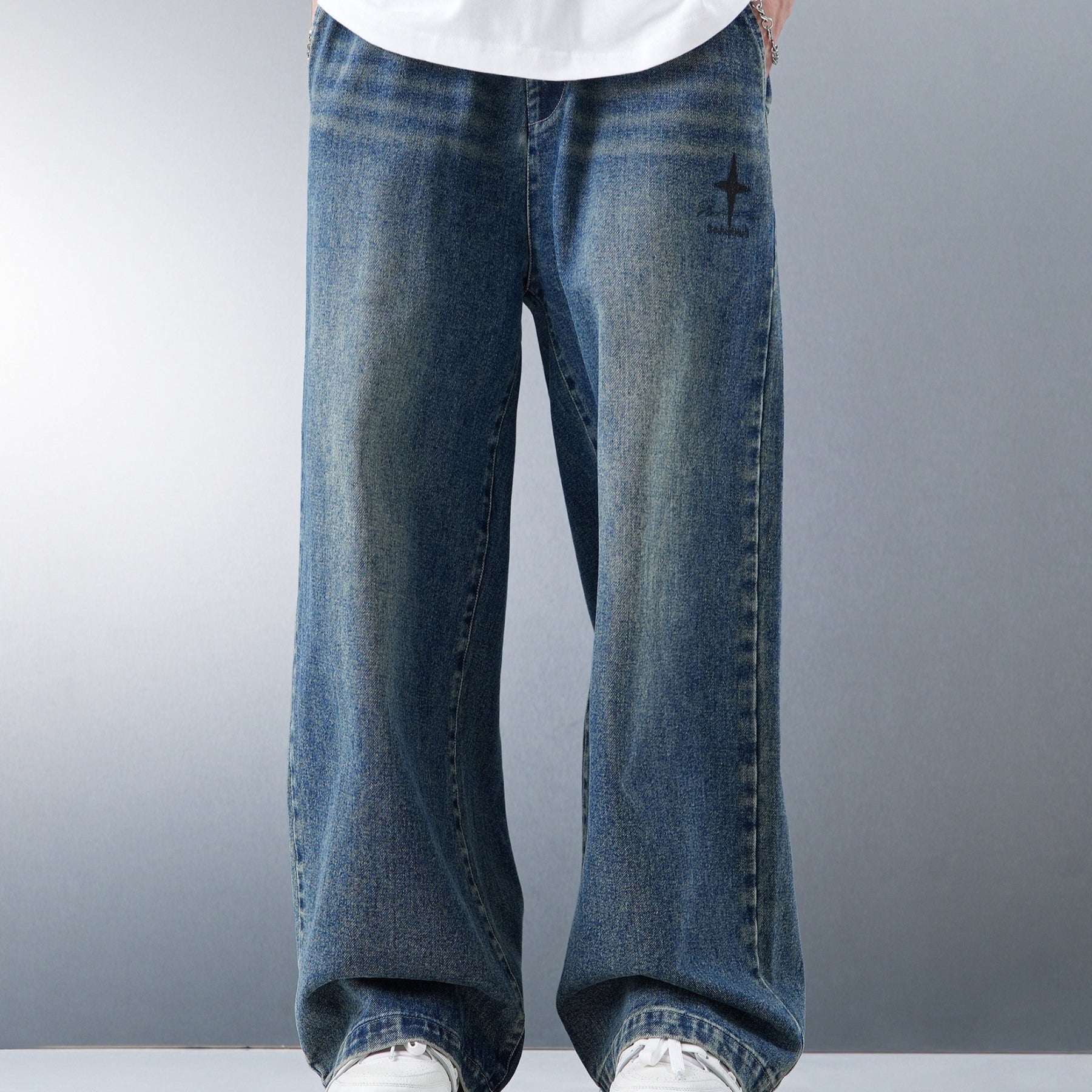 Loose Retro Jeans mit weitem Bein