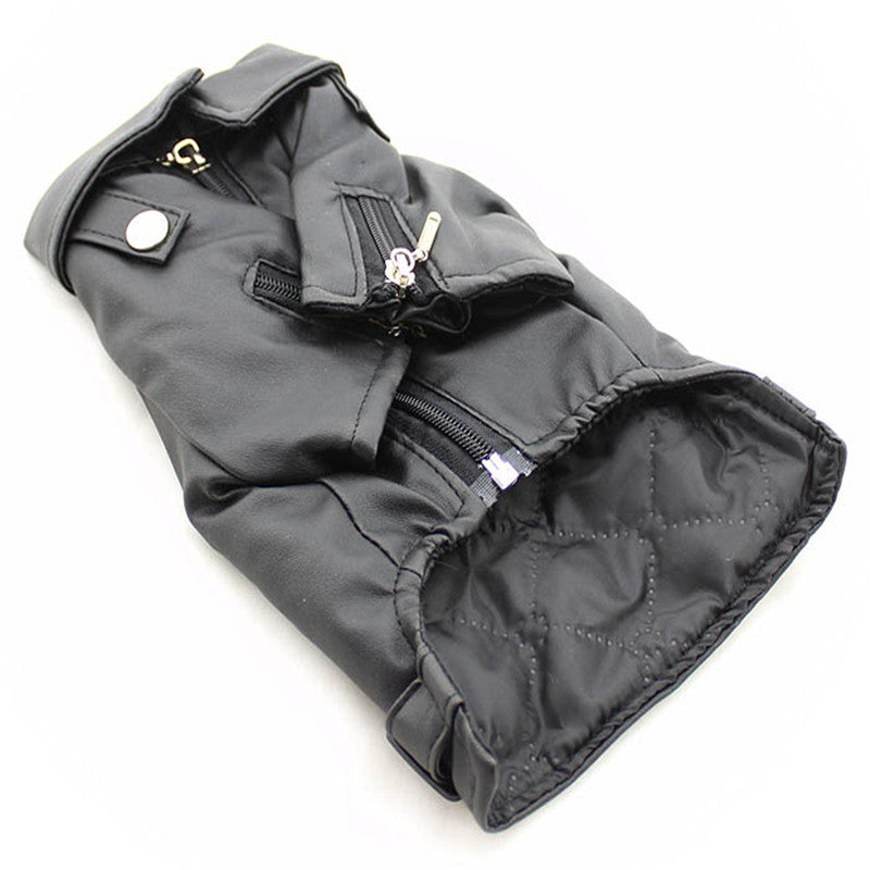 Hunde Lederjacke mit Adler-Stickerei