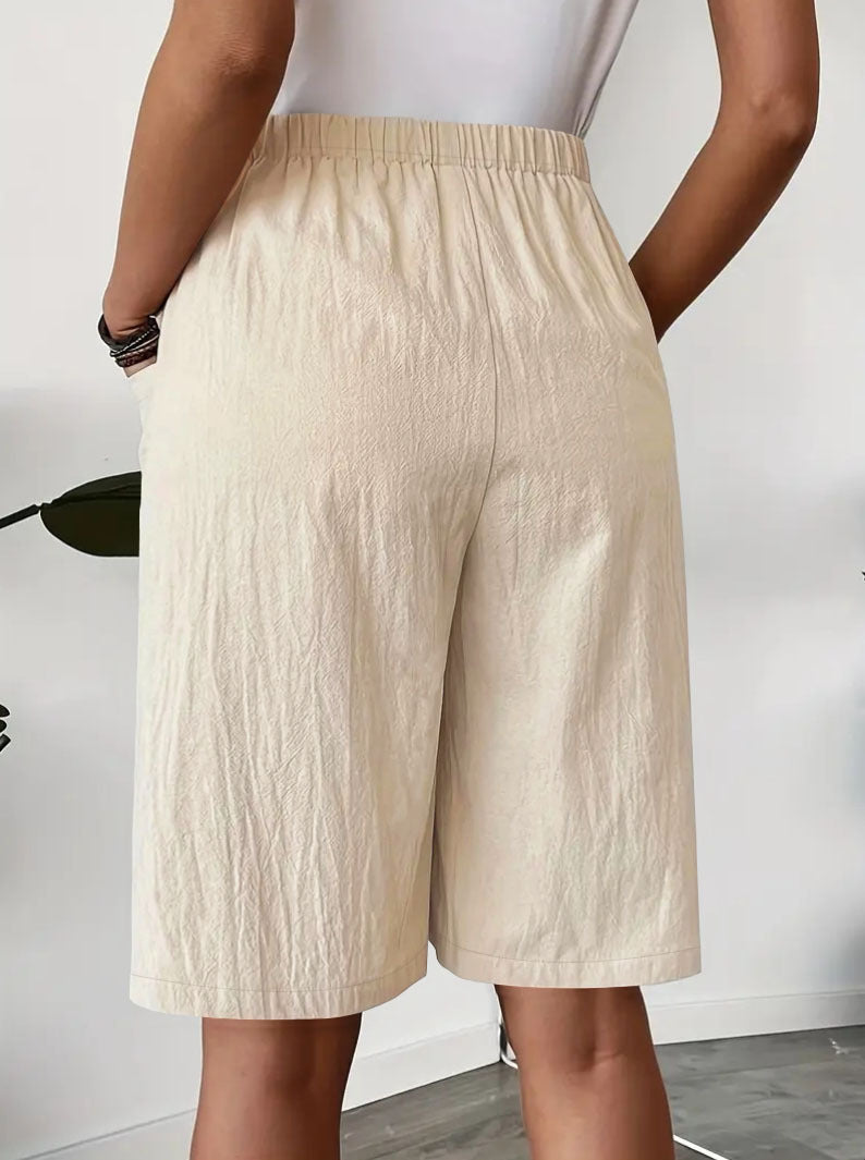 Damen-Casual Skort mit elastischem Bund und Taschen