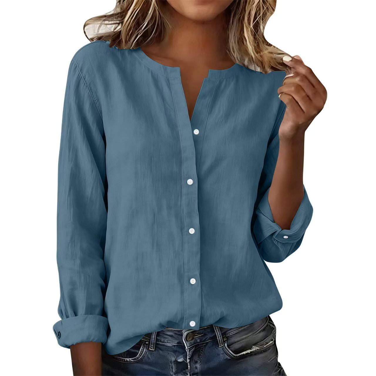 Bambus-Viskose Stehkragen-Shirt für Damen