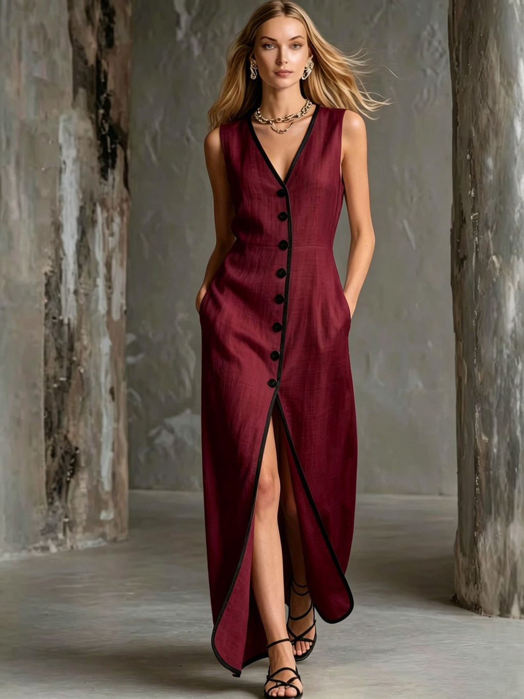 Ärmelloses Resort-Kleid mit Schlitz – Bild 7 | LuxeStyle