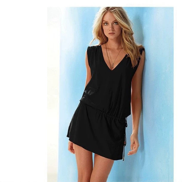 V-Ausschnitt Strandkleid aus merzerisierter Baumwolle – Bild 3 | LuxeStyle