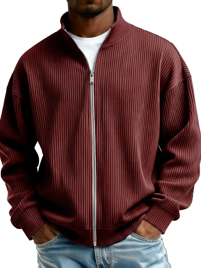 Herren Cord-Pullover mit Stehkragen und Reissverschluss – Ansicht 5