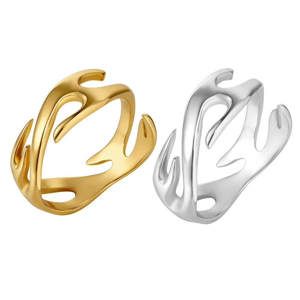 Herrenring mit Flammen-Totem und Gold-Finish