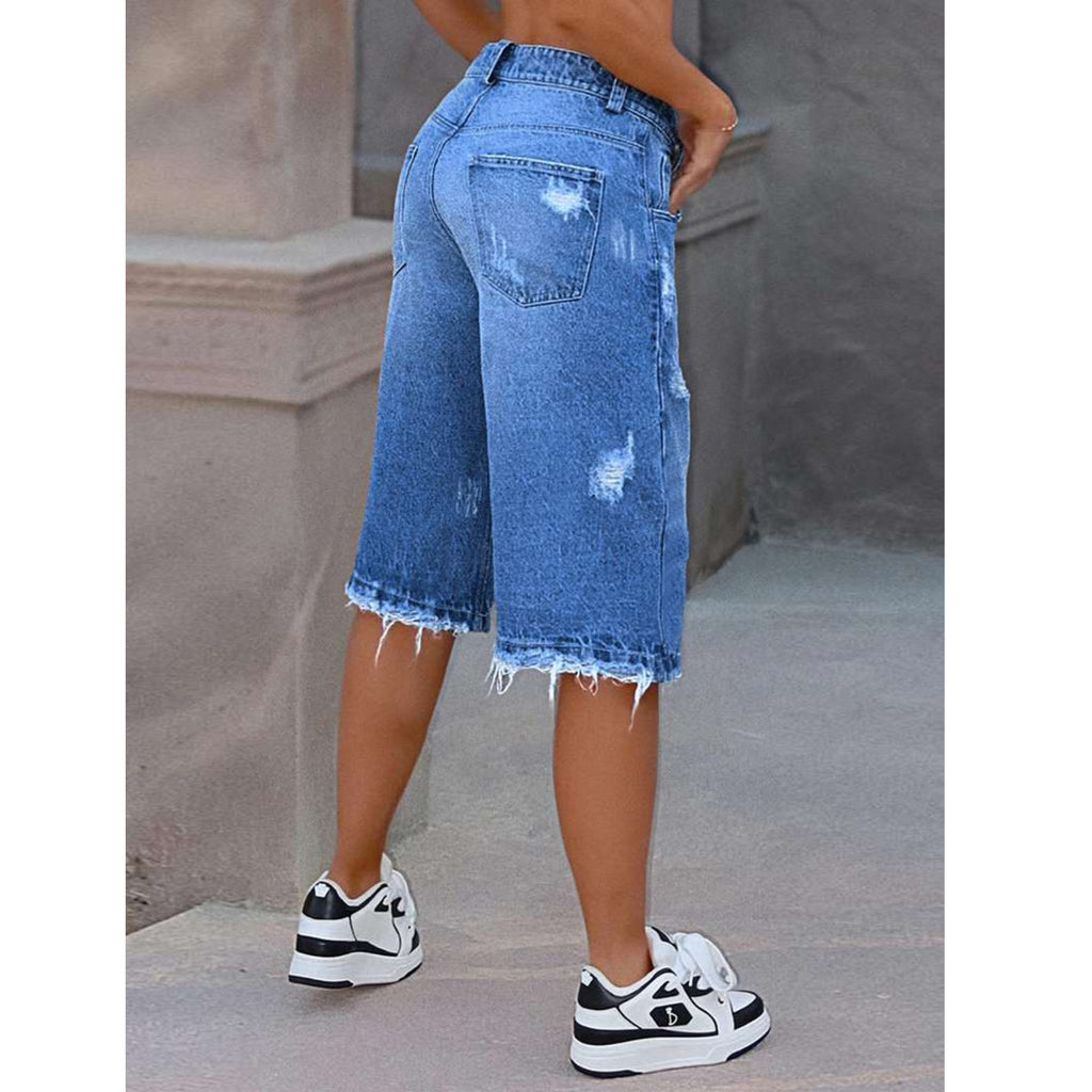 Gezackte Denim-Shorts