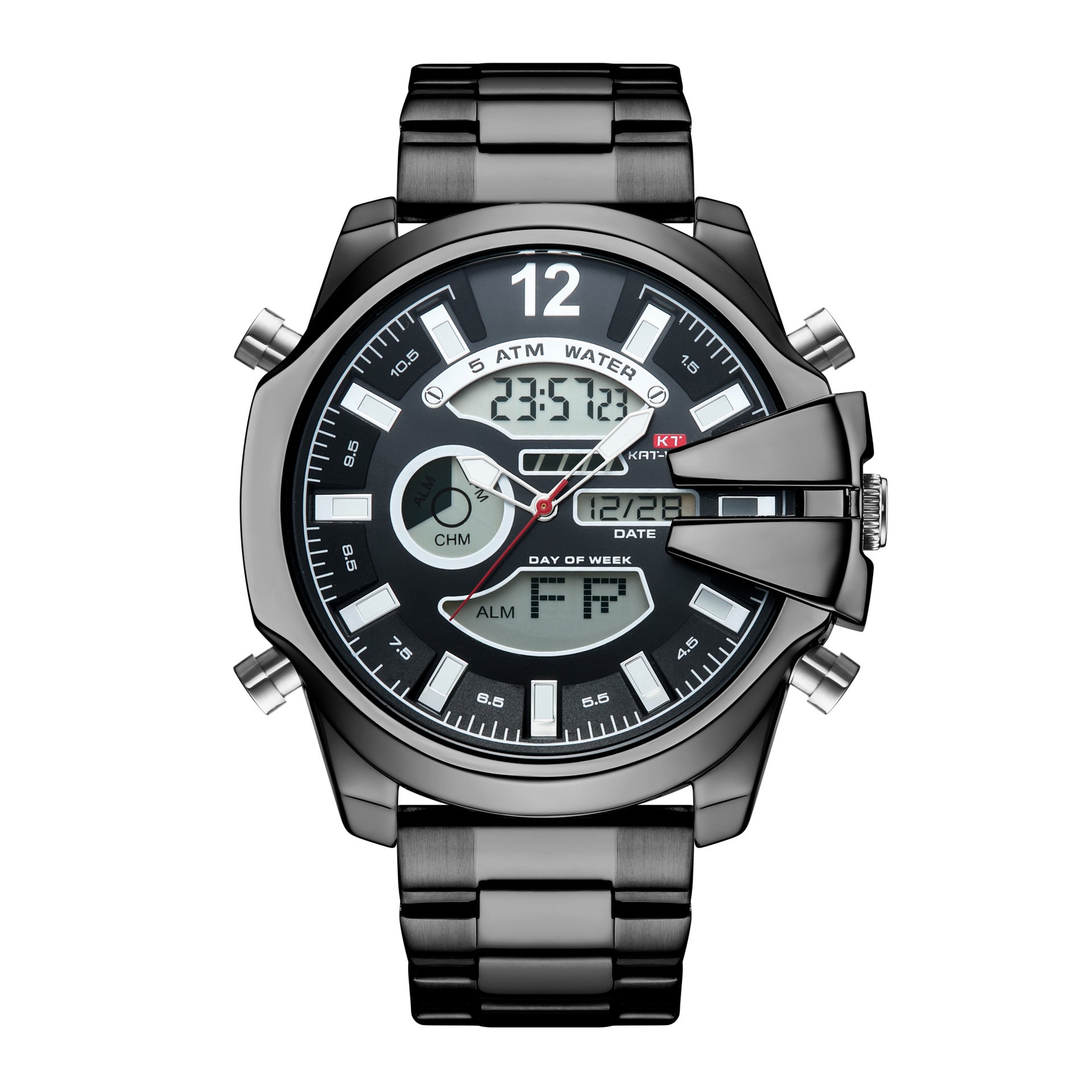 Sportliche Herrenuhr mit Doppel-Display