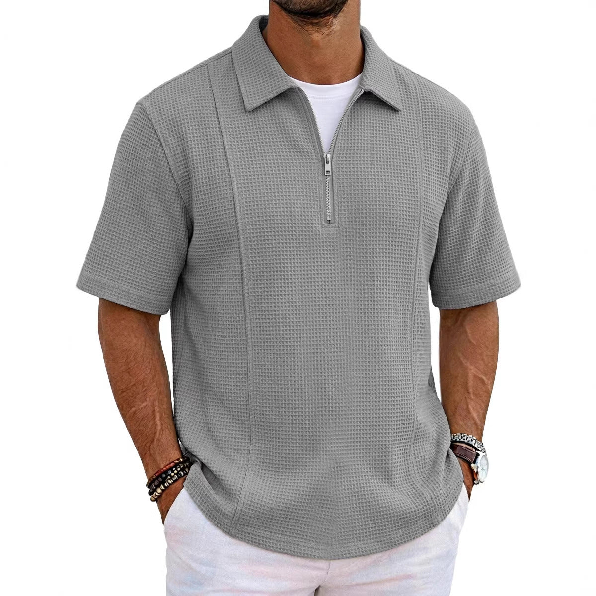 Sportliches Halb-Zip Polo-Shirt mit U-Boot-Ausschnitt