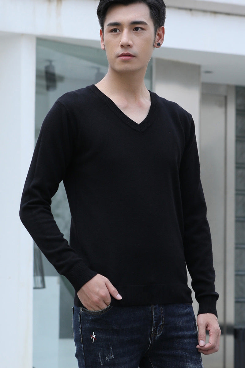 Herren V-Ausschnitt Pullover, leichter Fit, dicker, warmer Strick