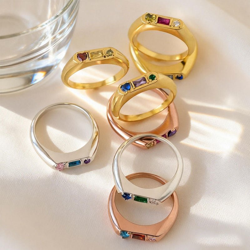 Geometrischer Geburtsstein-Ring – Bild 5 | LuxeStyle