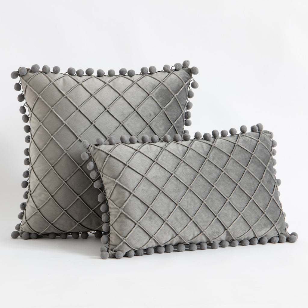 Samt Kissenbezug mit Rautenmuster und Quasten – Bild 9 | LuxeStyle