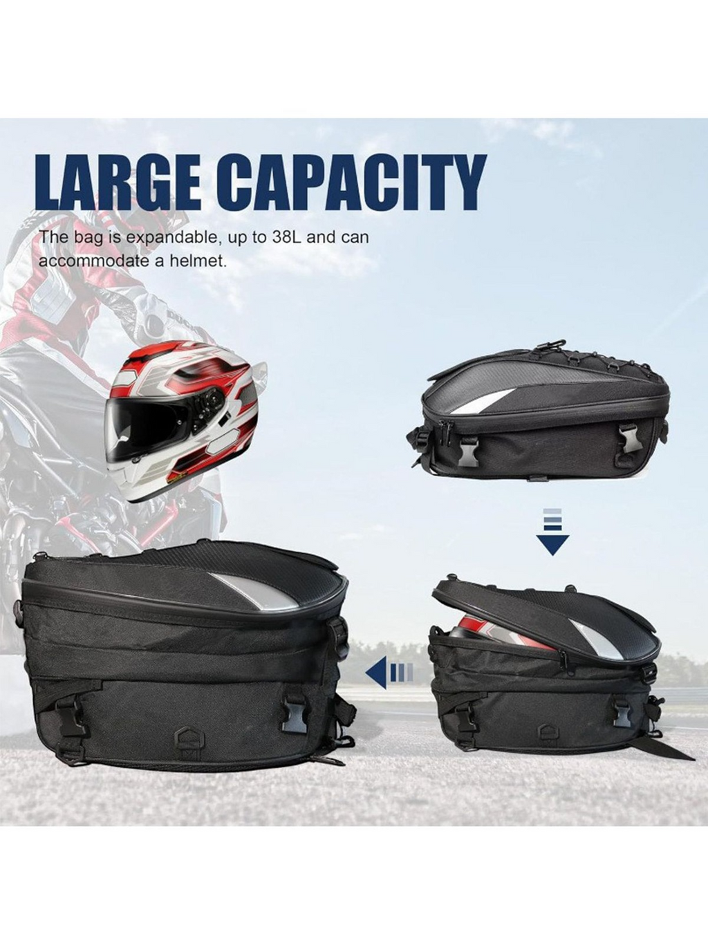Motorrad-Hecktasche, Grau