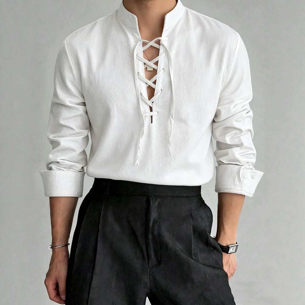 Herren Langarmshirt Stehkragen – Bild 5 | LuxeStyle