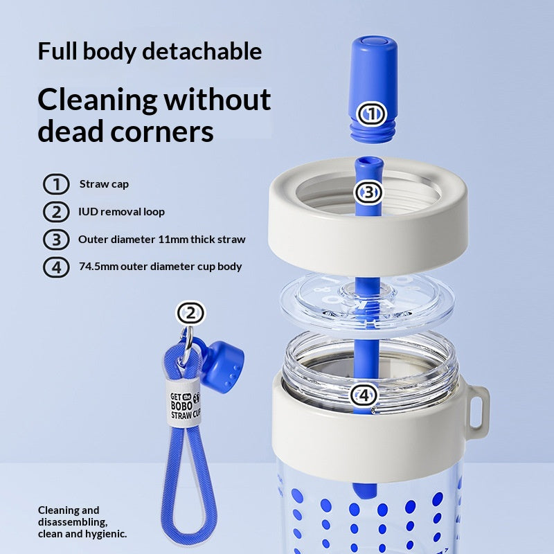 Bobo Strohflasche 400 ml mit Deckel und Trageband