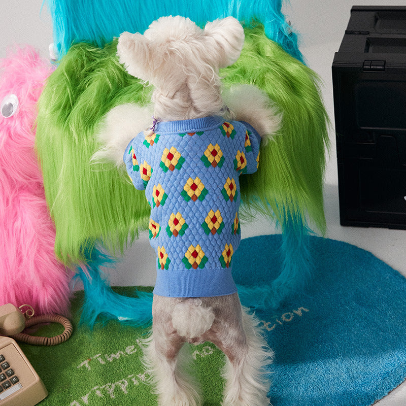 Hundestrickpullover mit Blumenmuster – Bild 2 | LuxeStyle