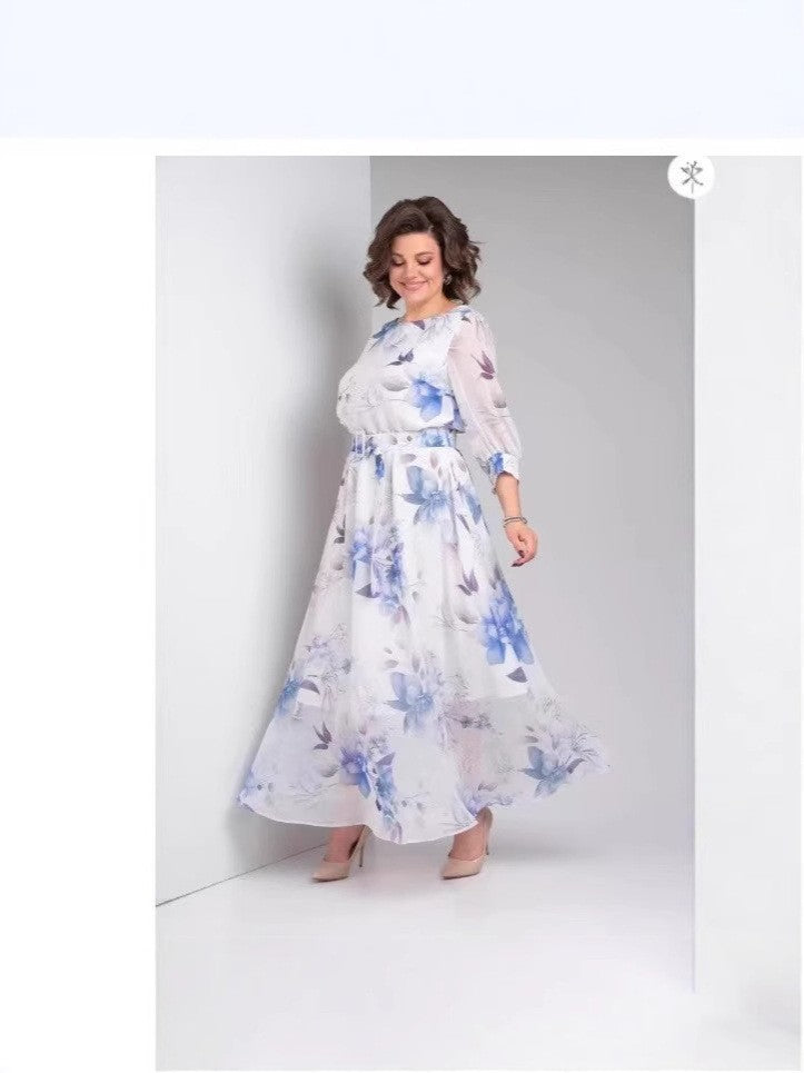 Sommer-Kragen-Retrogedrucktes Kleid
