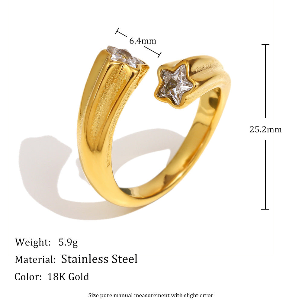 Stern-Ring mit 18K Vergoldung & Zirkonia