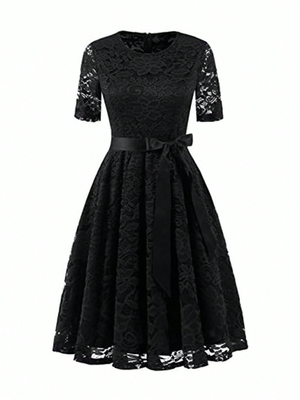 Elegantes Spitzenkleid mit Schleifendetail – Bild 7 | LuxeStyle