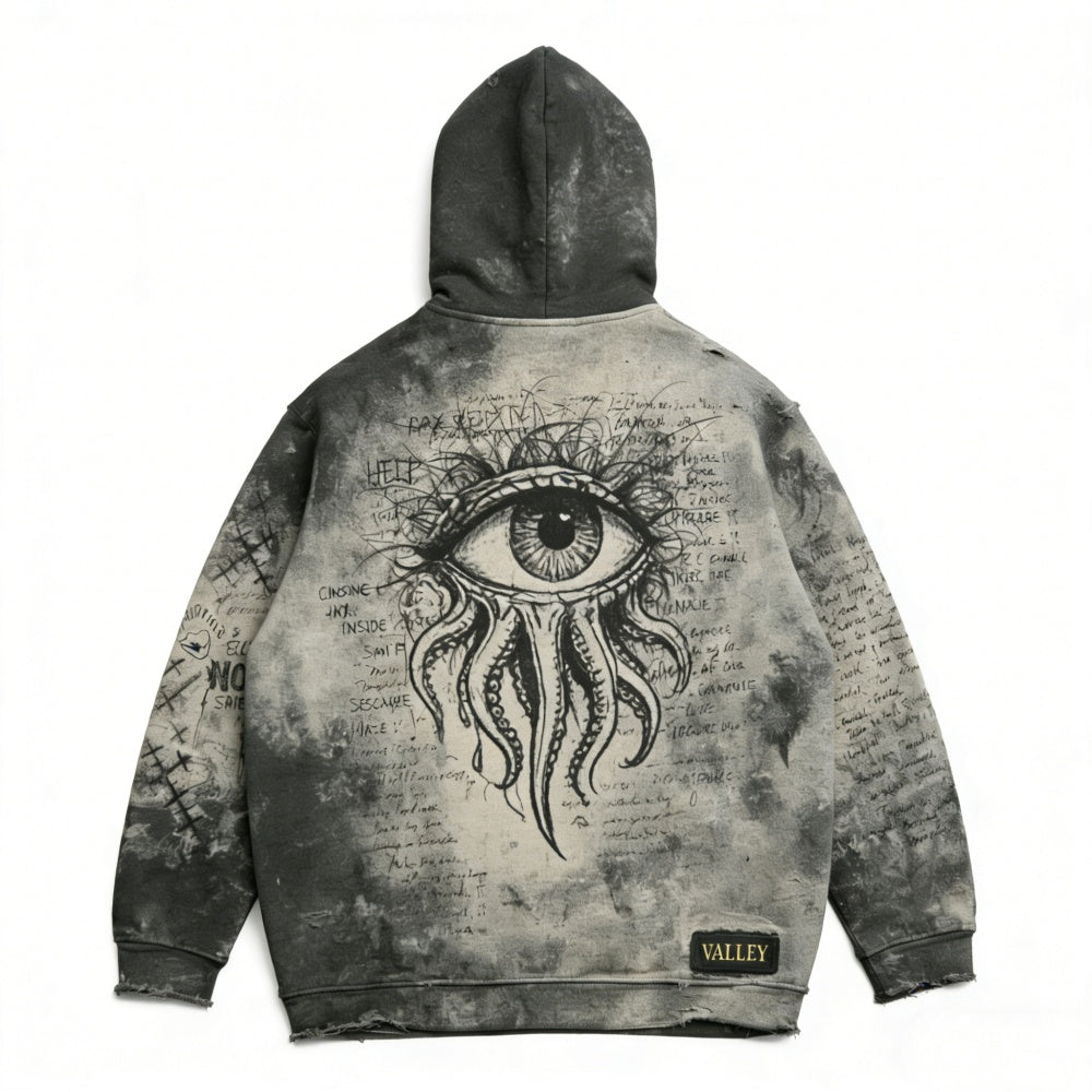 Pullover mit Kapuze und Print