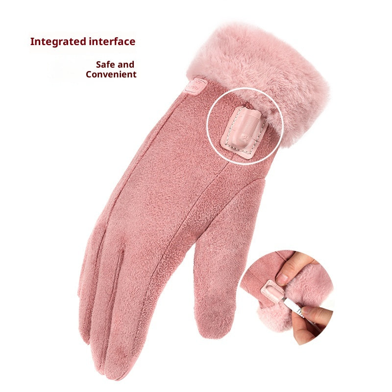 USB-beheizbare, wasserdichte Wildleder-Fingerhandschuhe