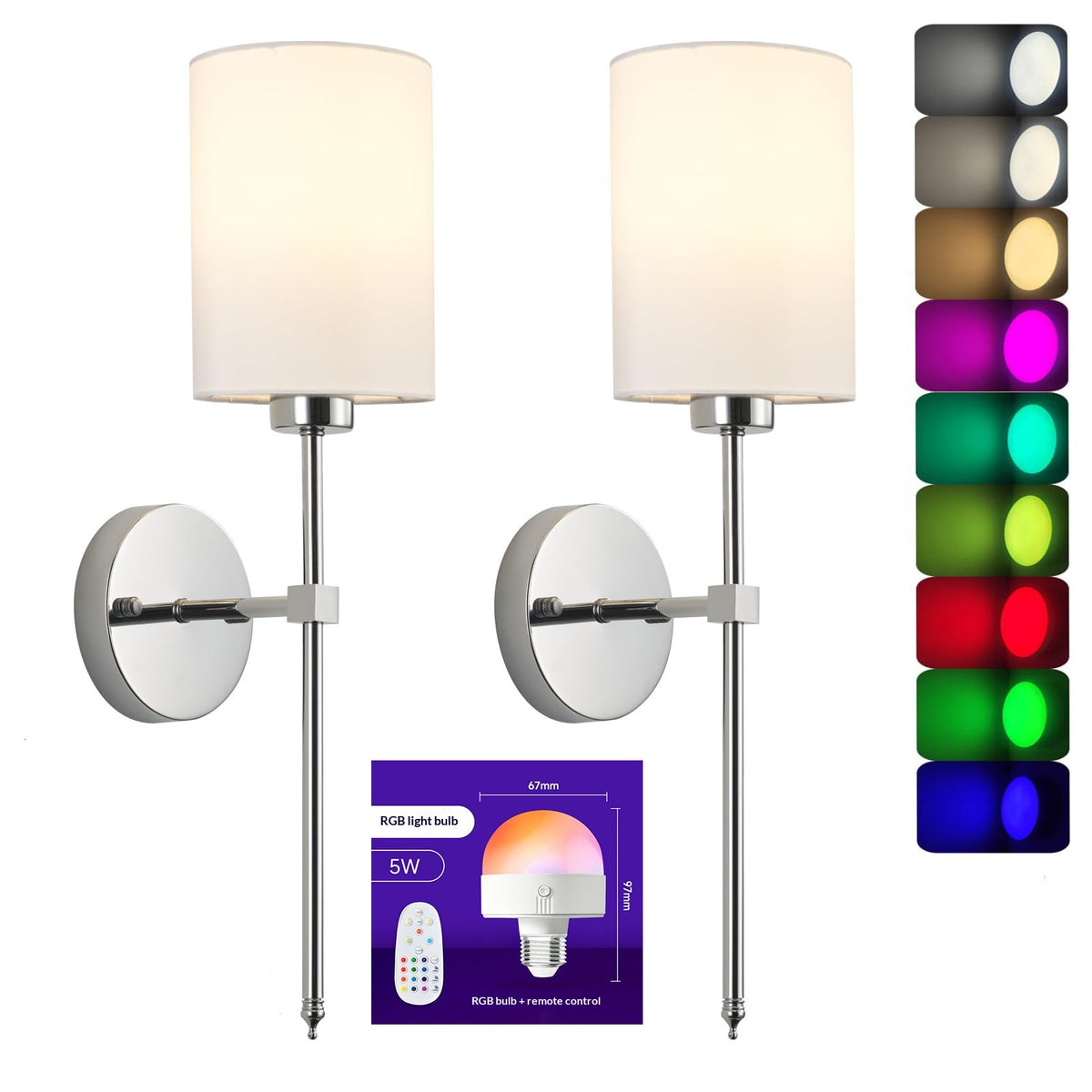 Zylindrische RGB Wandleuchte mit Stoffschirm – Bild 13 | LuxeStyle