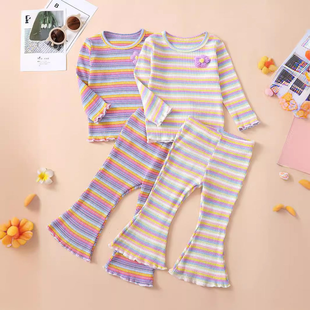 Baby-Set aus Baumwolle: lange Ärmel, Blümchen-Hose – Bild 2 | LuxeStyle