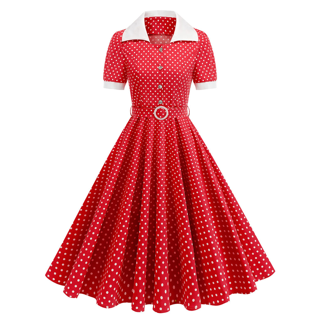 Rotes & Blaues Polka-Punkt Kleid