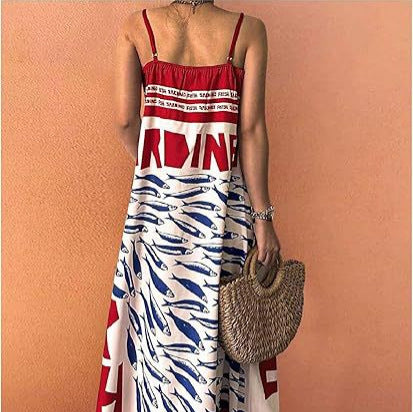 Gemustertes Midikleid mit Spaghettiträgern – Bild 6 | LuxeStyle