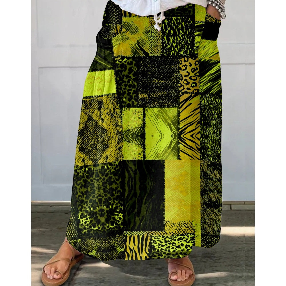 Damen Maxirock mit Print und Taschen