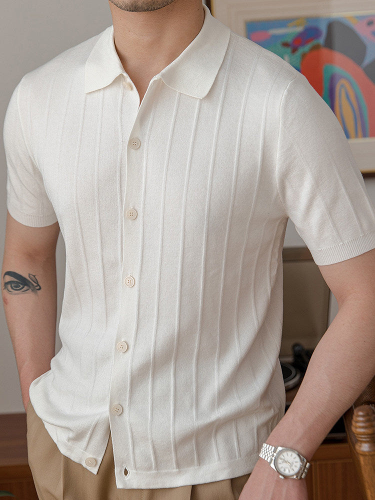 Kurzärmel-Polohemd-Cardigan – Bild 3 | LuxeStyle