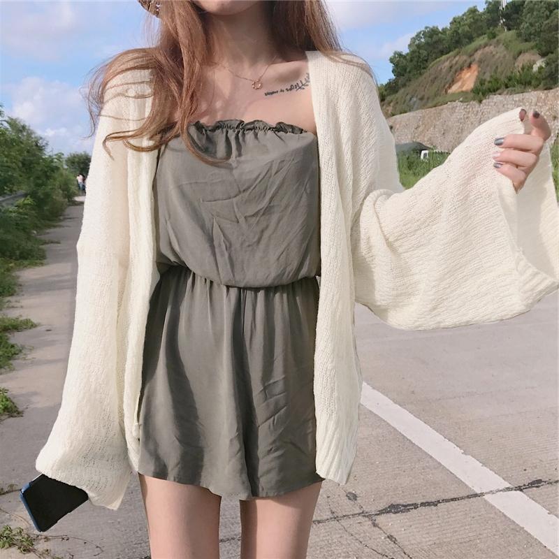 Dünner Strick-Cardigan mit Bischofsärmeln – Ansicht 6