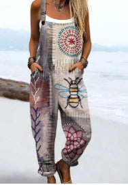 Sommer Jumpsuit mit Print und Knöpfen