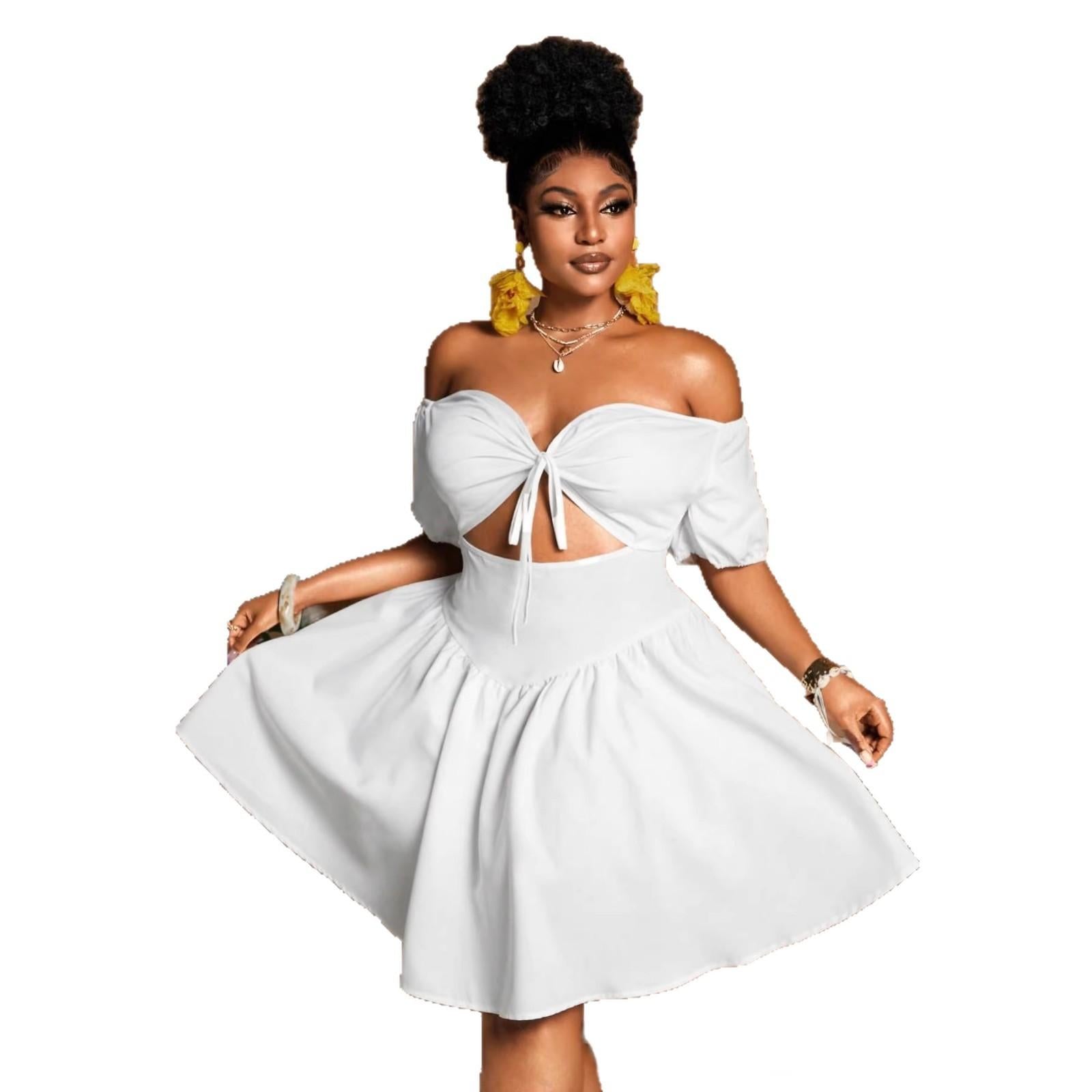 Damen Off-Shoulder Midriff-Baring Kleid