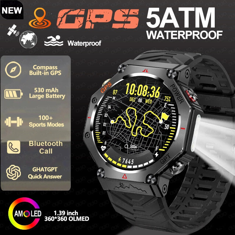 Multifunktionale Outdoor Smartwatch mit Taschenlampe – Ansicht 8