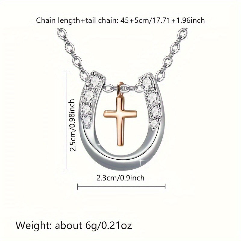 Glücks-Halskette «Fortune» · Hufeisen & Kreuz mit Zirkonia – LuxeStyle